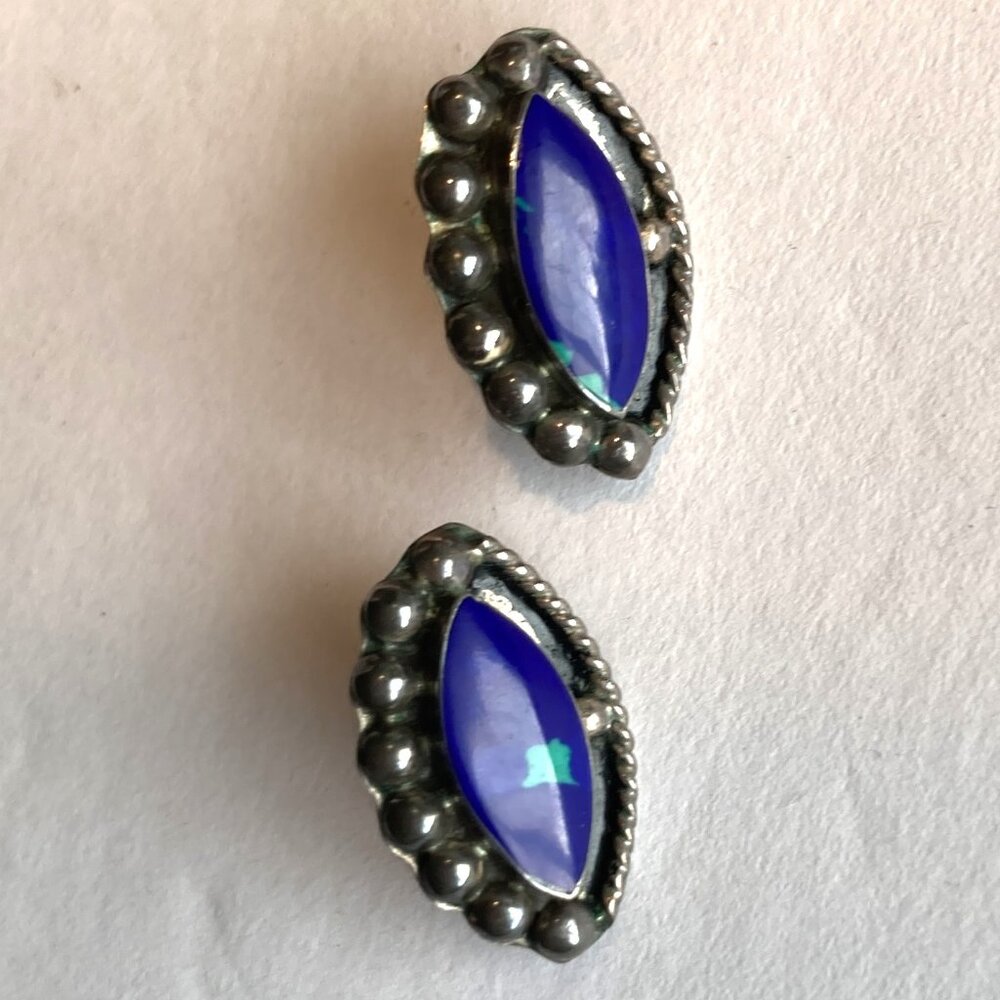 925 Silver and Lapis Lazuli Earrings - Vintage from Mexico